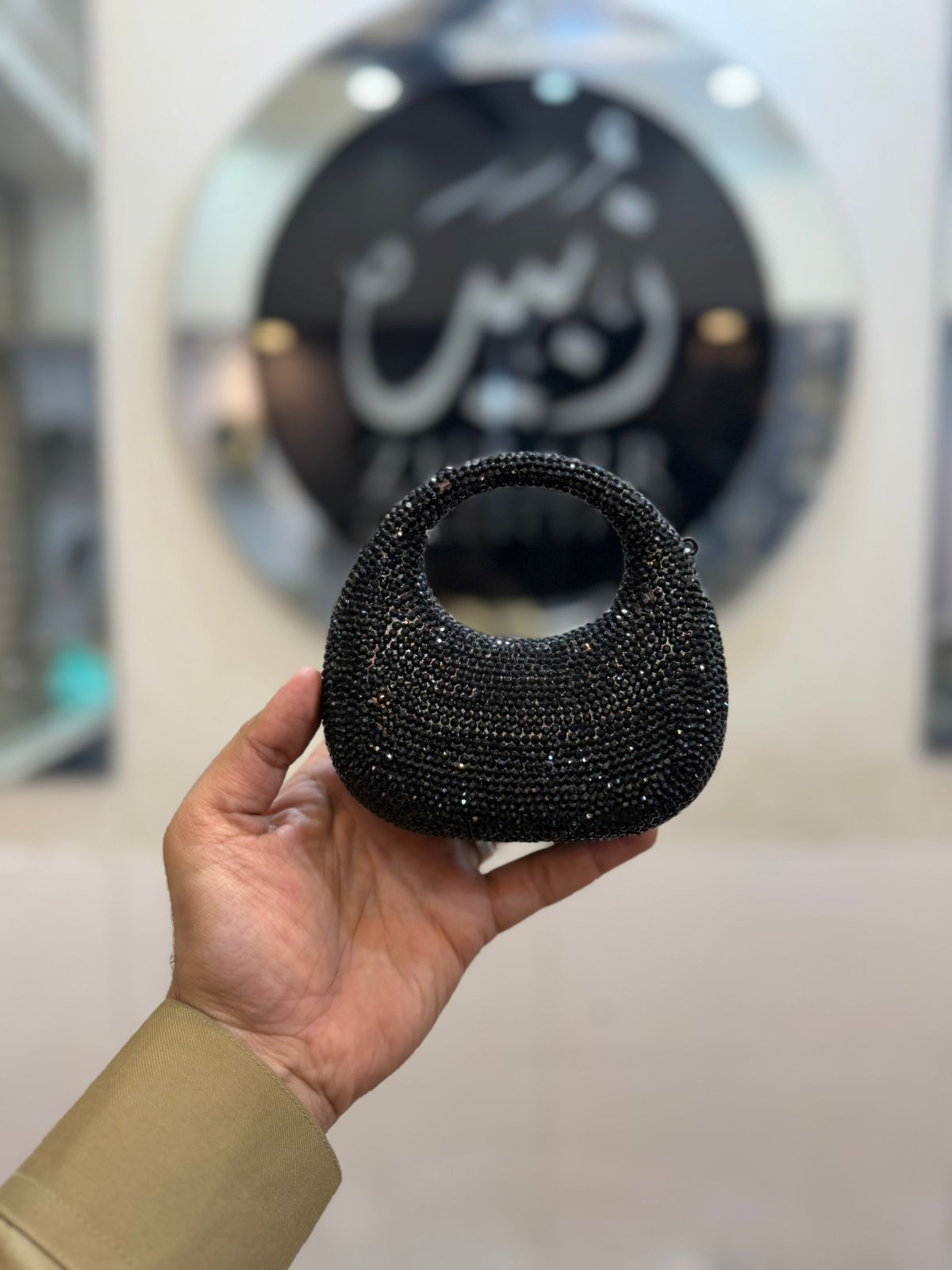 Acrylic Handmade Black Beaded Clutch_ Design 15