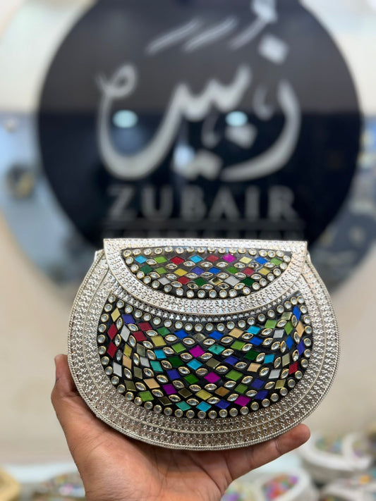 Indian Kundan Silver Clutch_Design 13