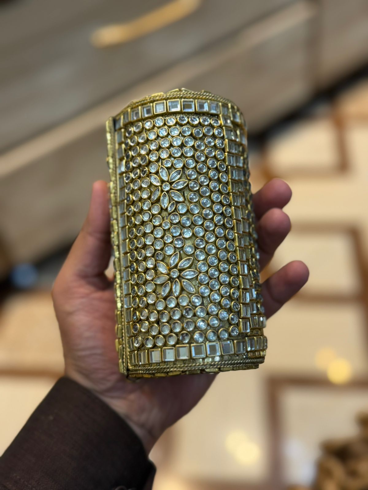 HandMade Full Kundan Dholki Clutch