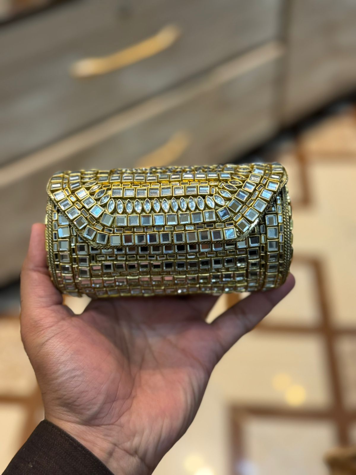 HandMade Full Kundan Dholki Clutch