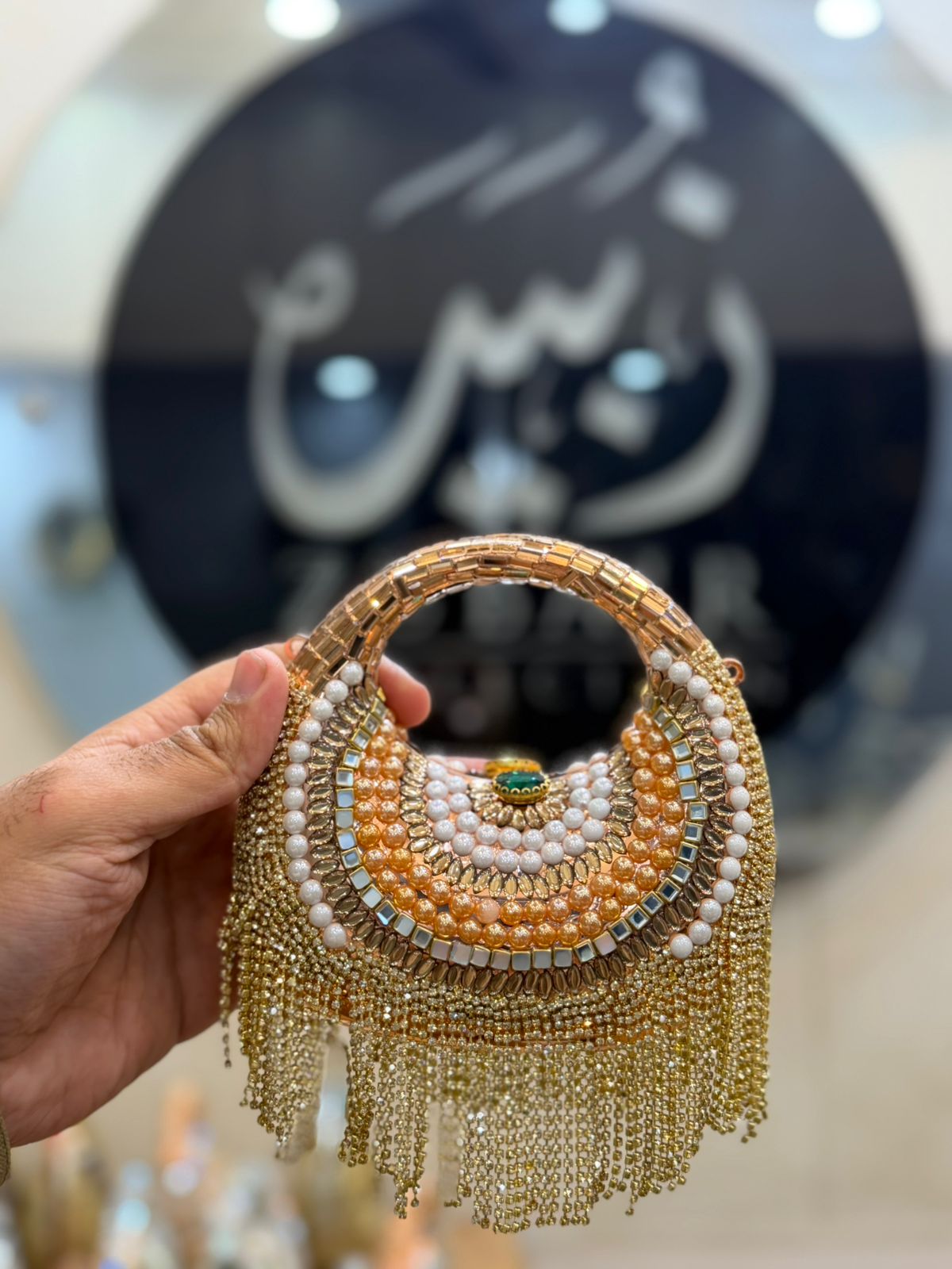 Stylish Acrylic Kundan Clutch_New Design 19