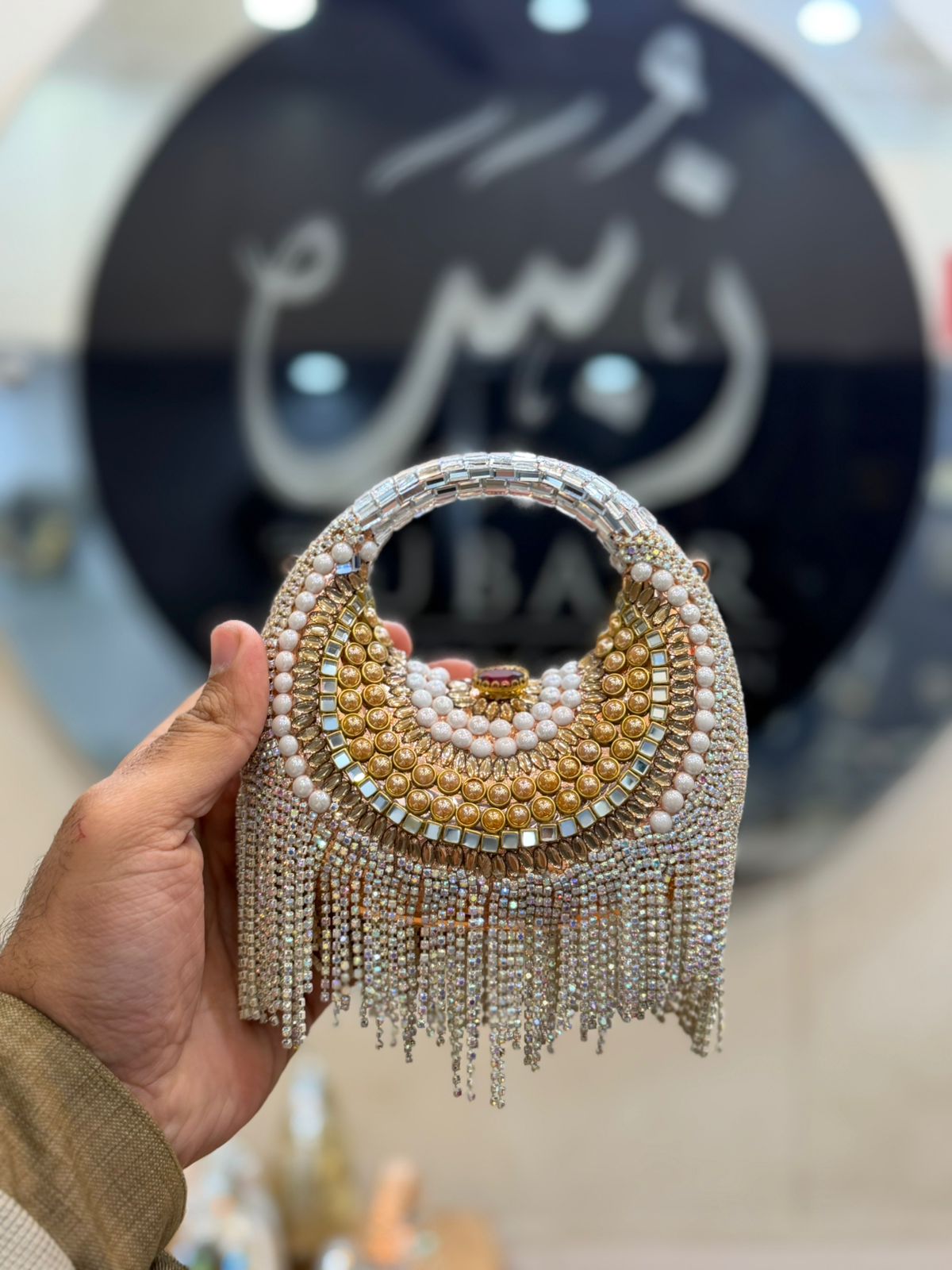 Stylish Acrylic Kundan Clutch_New Design 21