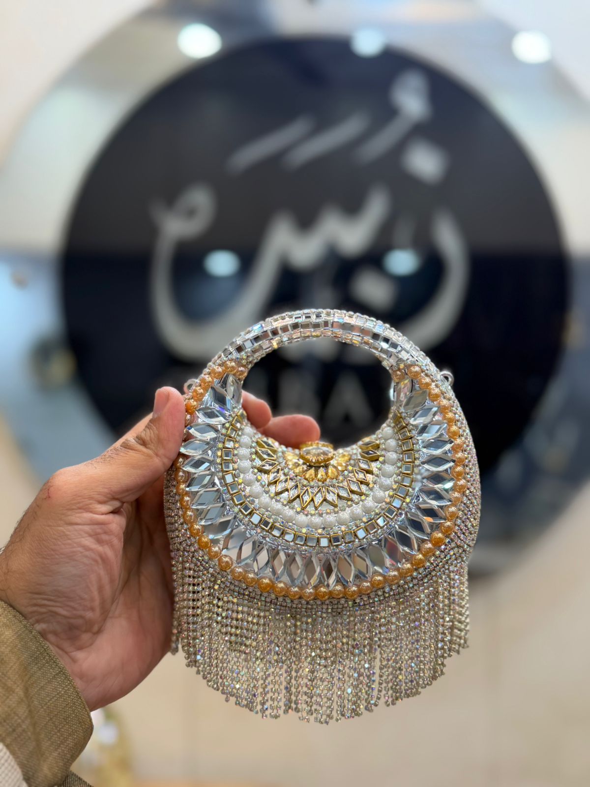 Stylish Acrylic Kundan Clutch_New Design 28