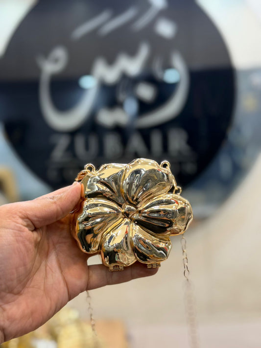 Stylish Flower Golden Metal Clutch_Design 7