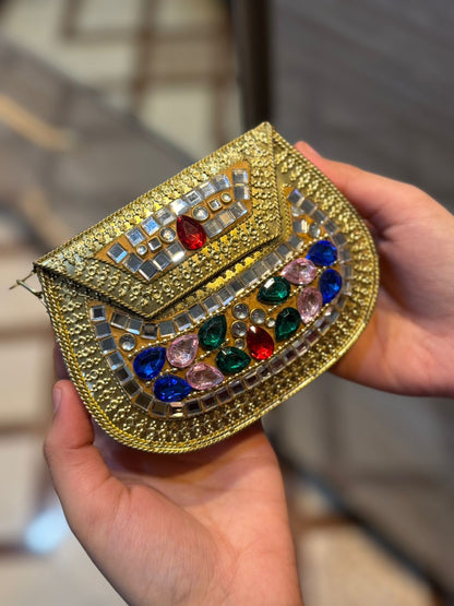 HandMade Kundan Metal Golden Clutch_Design 5
