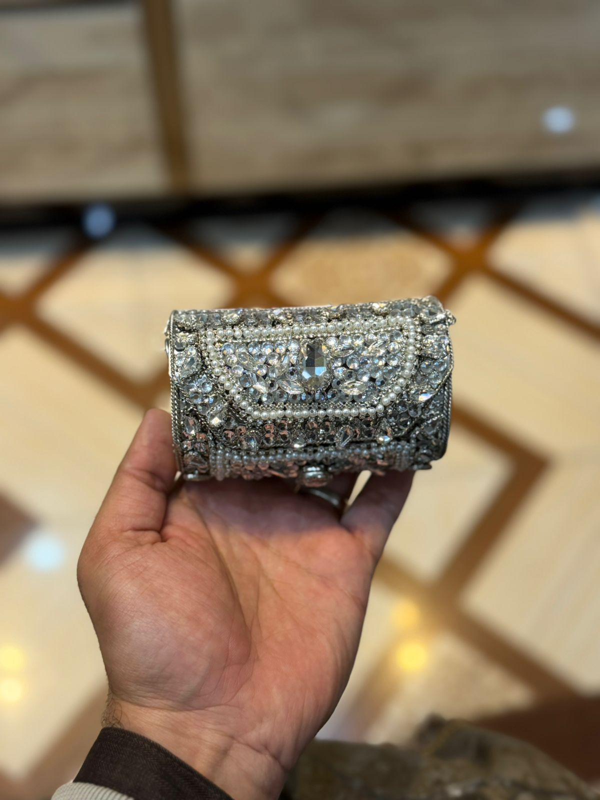 Handmade_Kundan Designer Small Dholki Clutch_Design 2