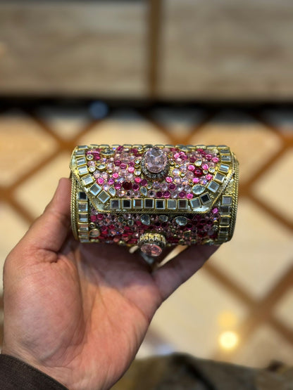 Handmade_Kundan Designer Small Dholki Clutch_Design 4