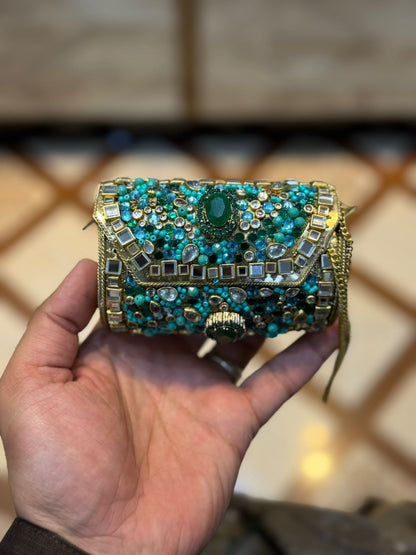 Handmade_Kundan Designer Small Dholki Clutch_Design 5