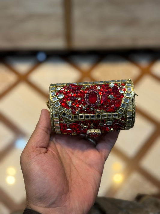 Handmade_Kundan Designer Small Dholki Clutch_Design 3