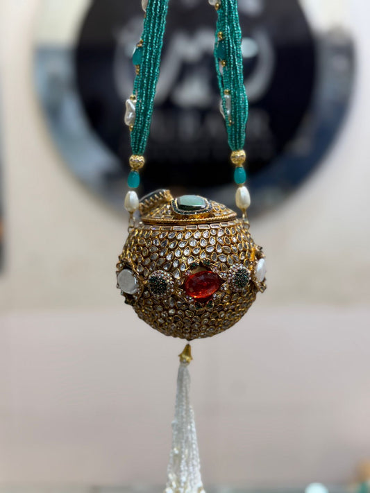Stylish Designer Turkish_Kundan Dholki Clutch_New Design 1