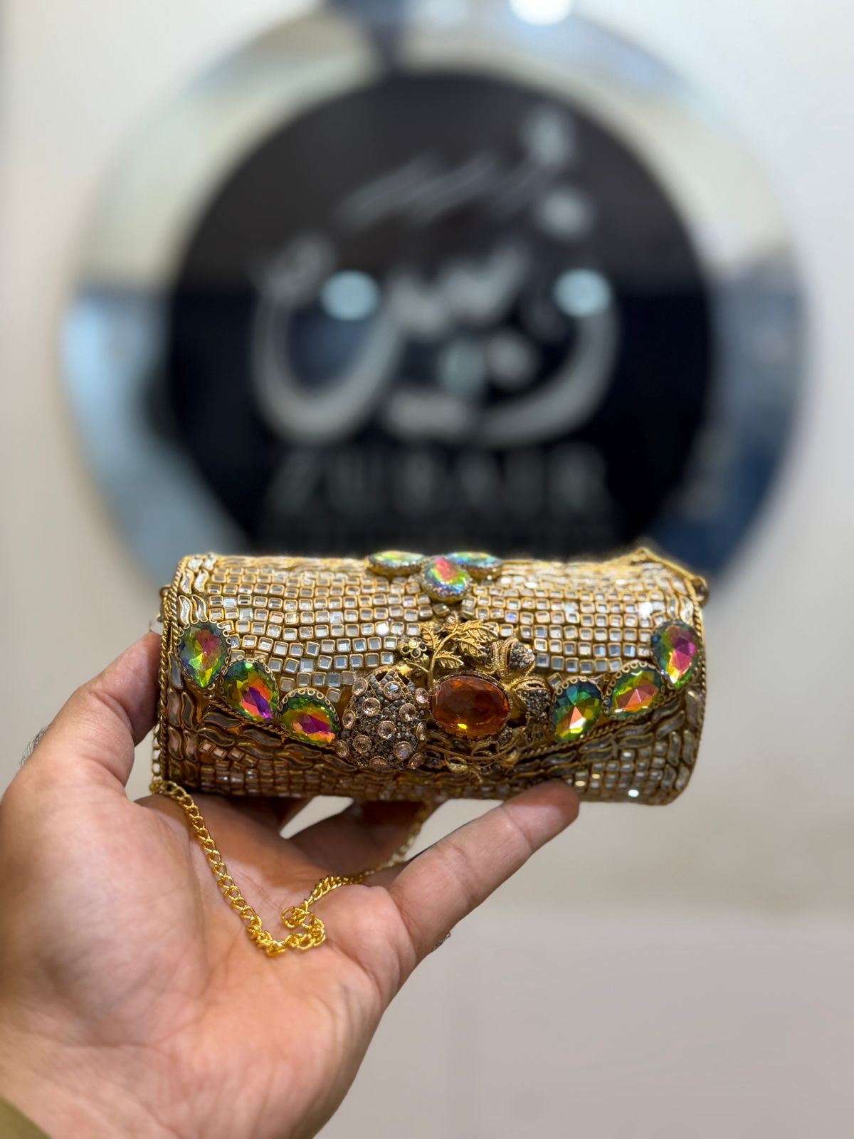 Turkish Kundan Designer Large Dholki Clutch_New Arrival_Design 4