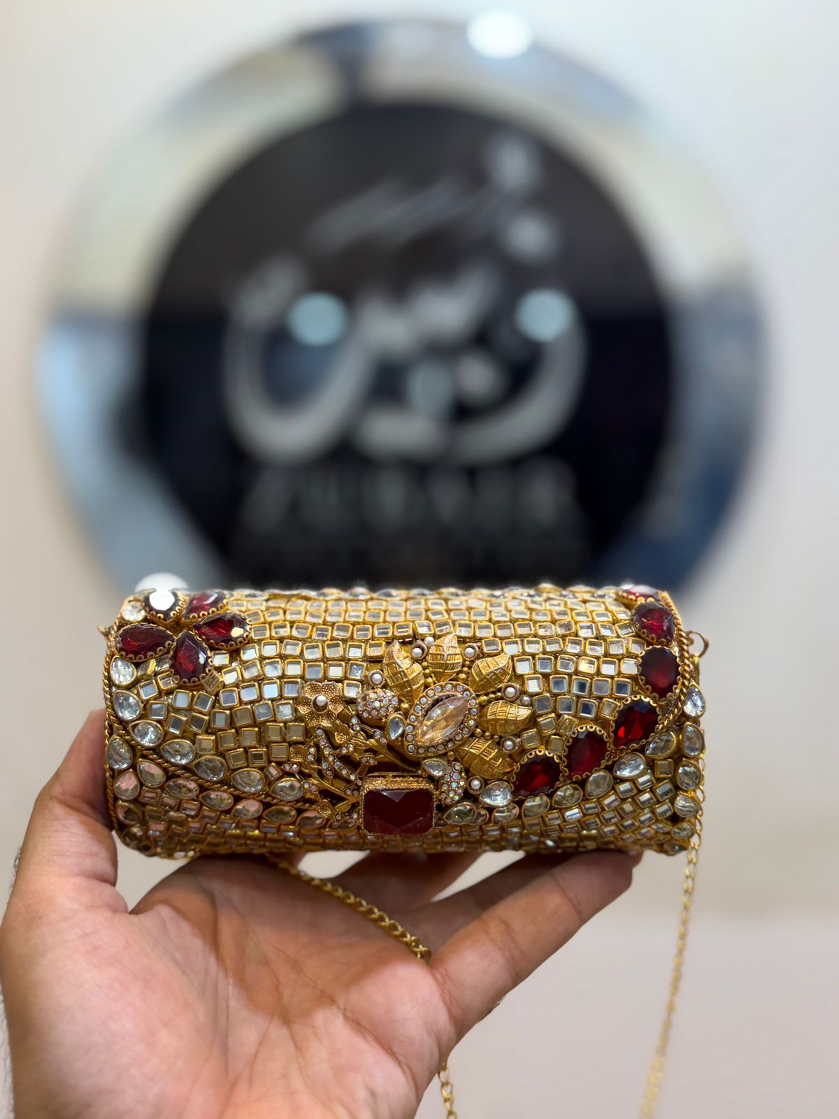 Turkish Kundan Designer Large Dholki Clutch_New Arrival_Design 8