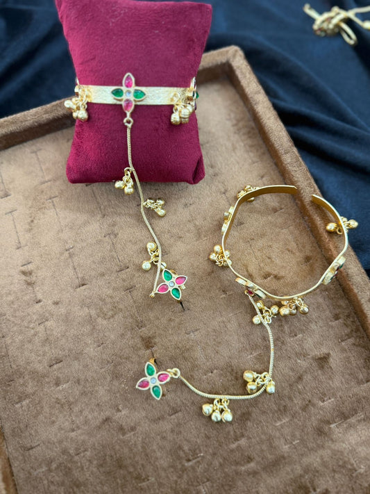Luxury Golden Bangles with Chain and rings_Pair_New Arrival 2