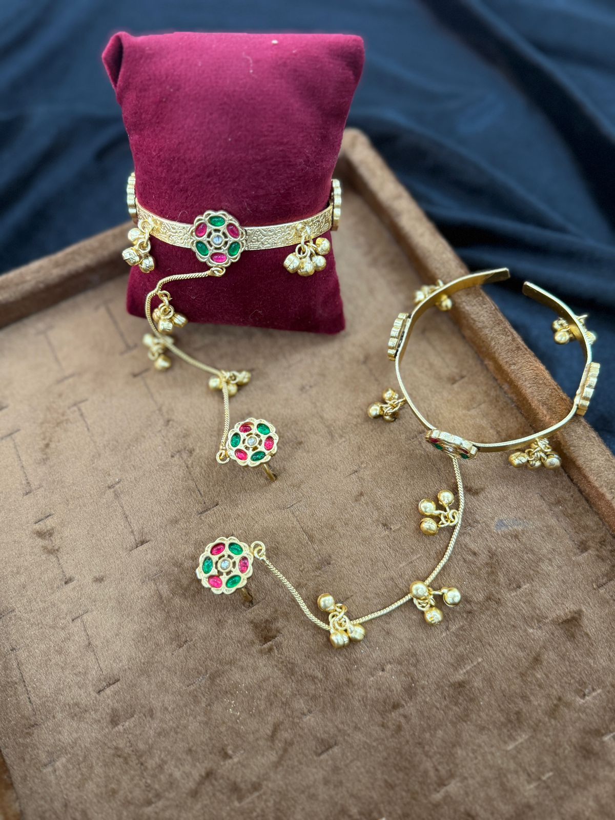Luxury Golden Bangles with Chain and rings_Pair_New Arrival 3