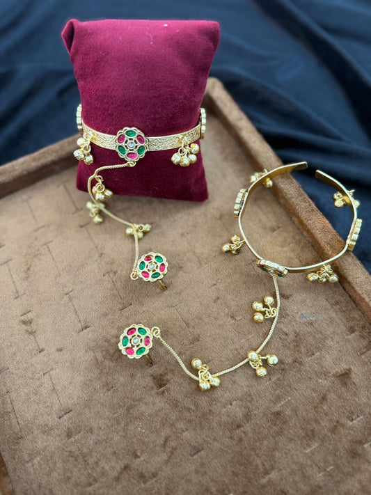 Luxury Golden Bangles with Chain and rings_Pair_New Arrival 3