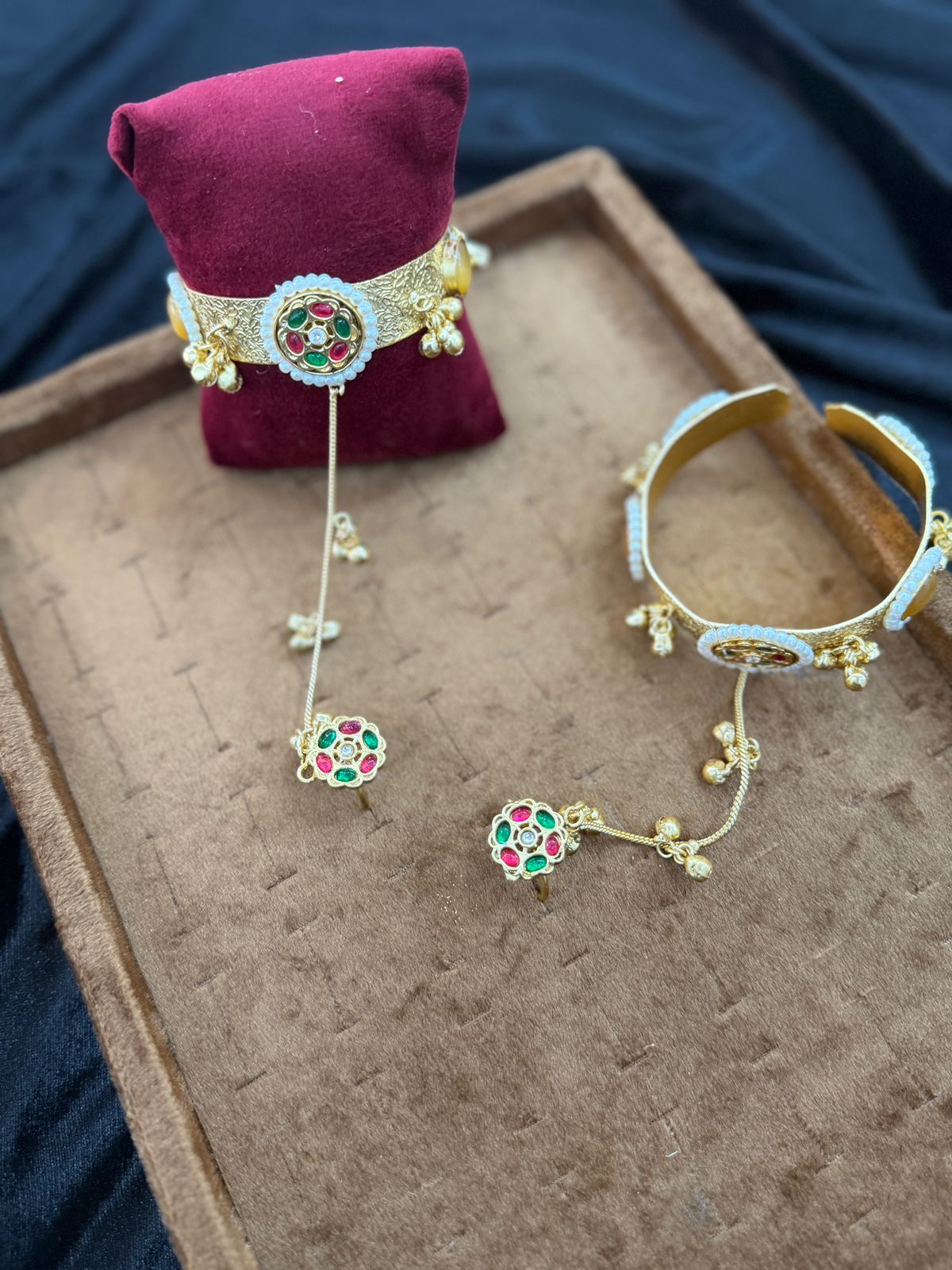 Luxury Golden Bangles with Chain and rings_Pair_New Arrival 4