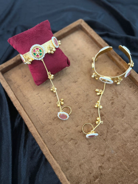 Luxury Golden Bangles with Chain and rings_Pair_New Arrival 7
