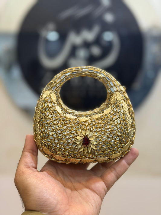 Stylish Kundan Moon Clutch_Design 3
