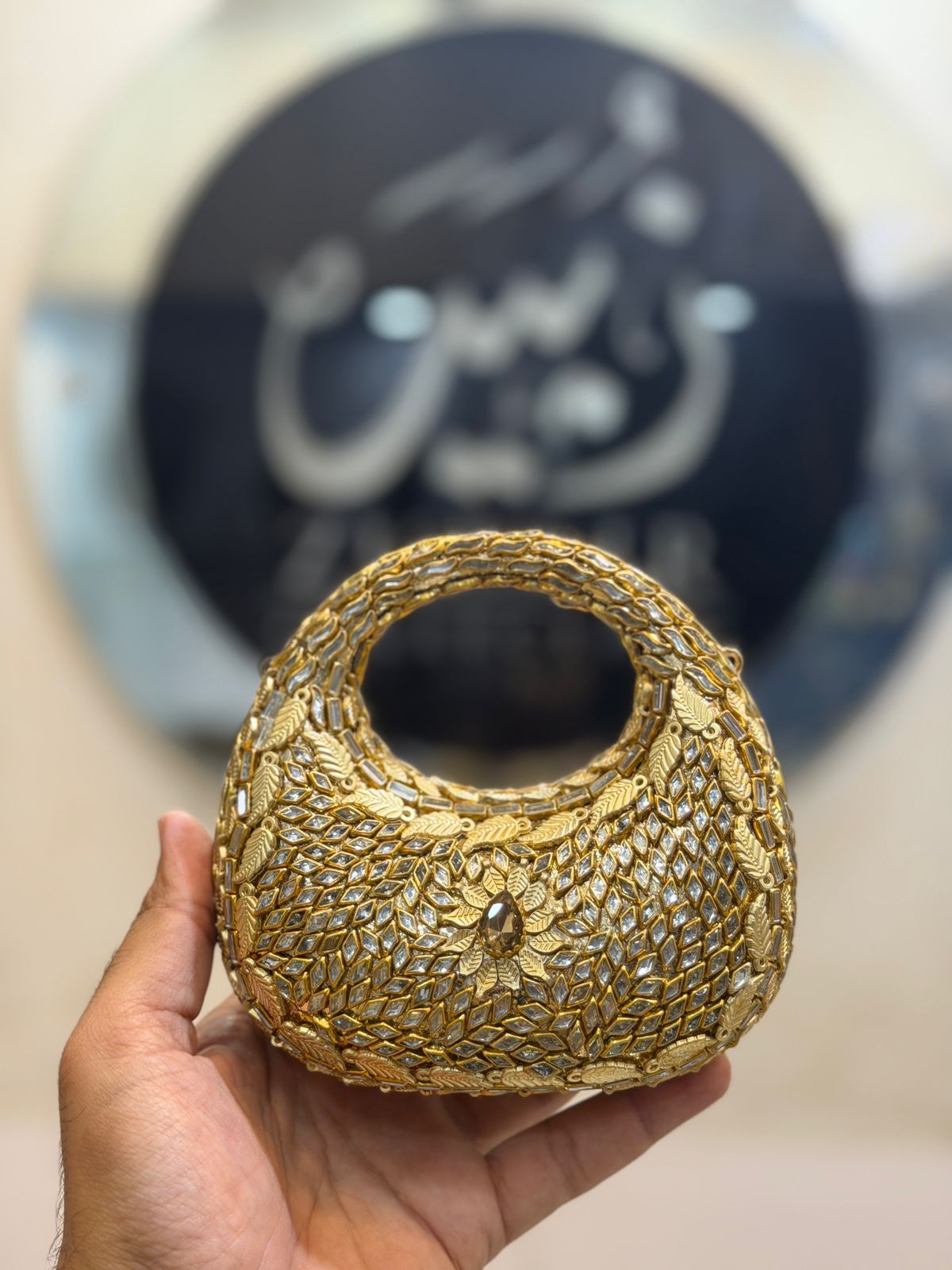 Stylish Kundan Moon Clutch_Design 5