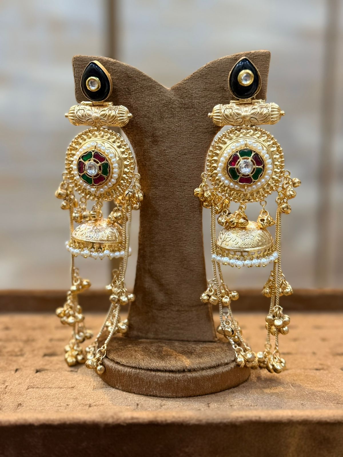 Stylish Luxury Kashmiri Golden Jhumkay_New Arrival 1