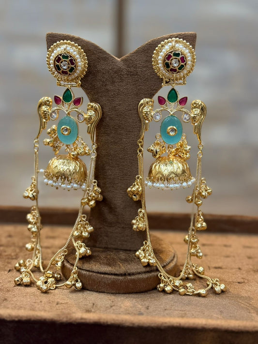 Stylish Luxury Kashmiri Golden Jhumkay_New Arrival 5