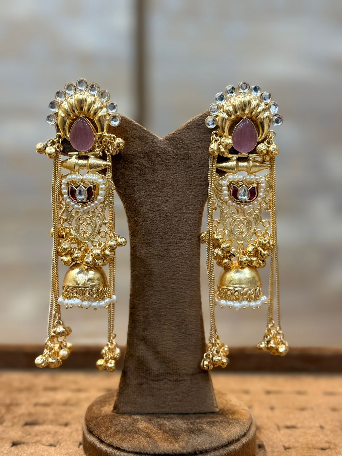 Stylish Luxury Kashmiri Golden Jhumkay_New Arrival 10