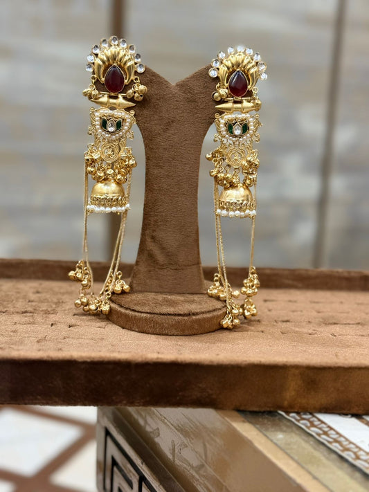Stylish Luxury Kashmiri Golden Jhumkay_New Arrival 15