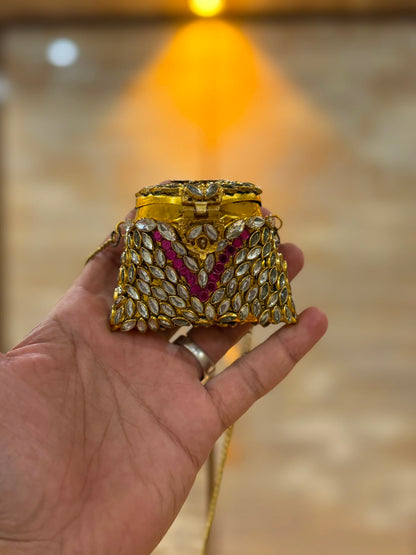 Stylish Indian Kundan Metal Clutch_Small Size_New Arrival