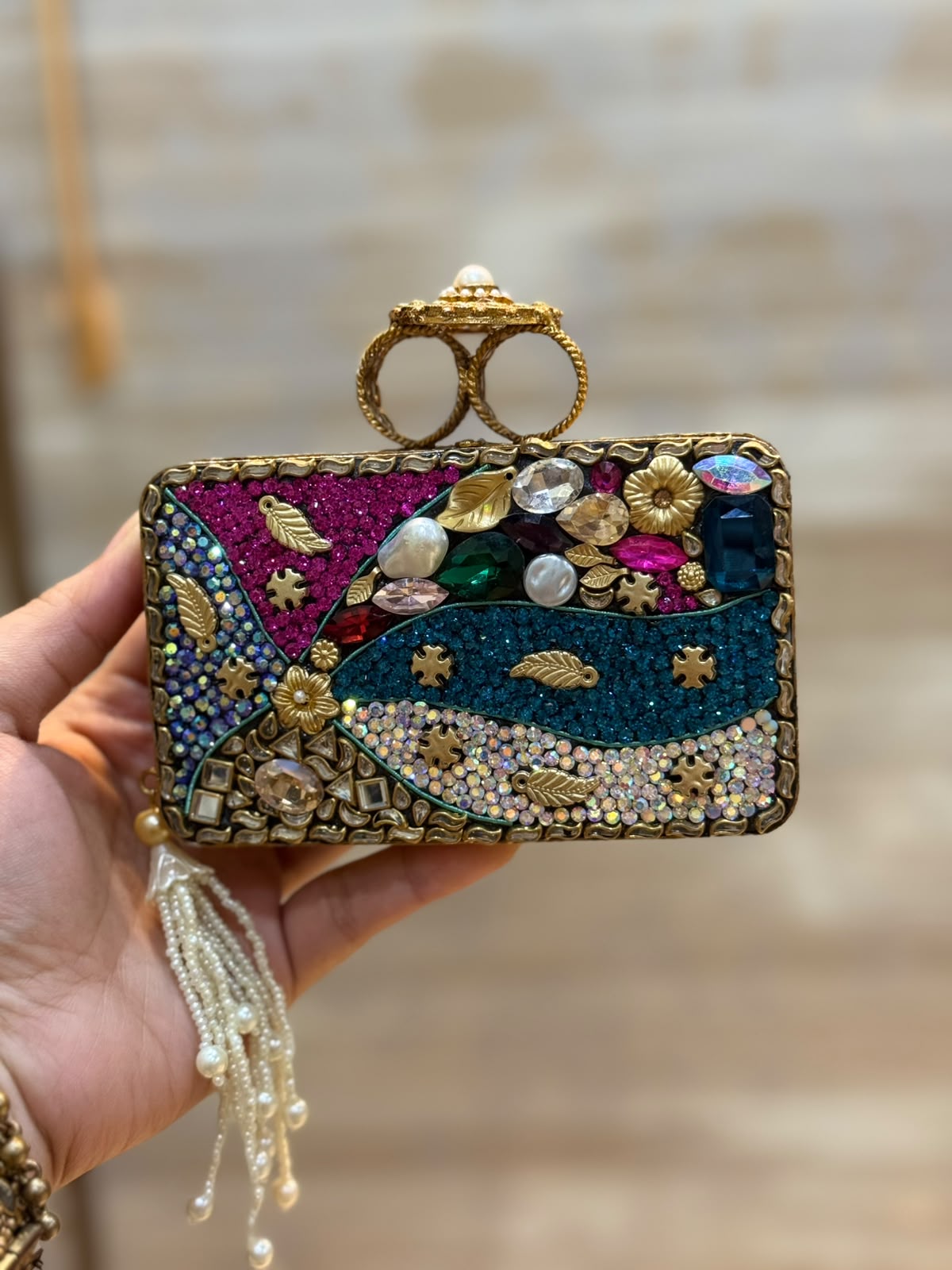 Luxury Kundan Stones Work Clutch_Wedding Collection_New Arrival 14