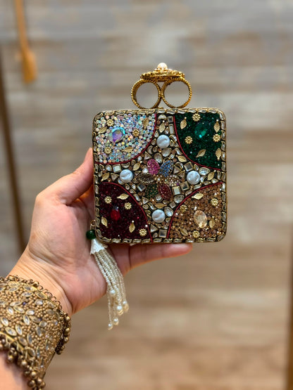 Luxury Kundan Stones Work Clutch_Wedding Collection_New Arrival 16
