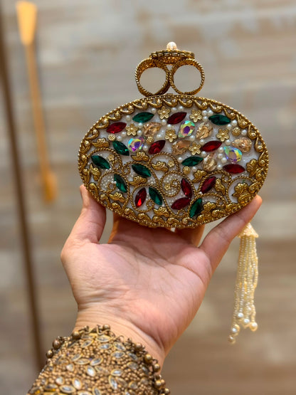 Luxury Kundan Stones Work Clutch_Wedding Collection_New Arrival 22
