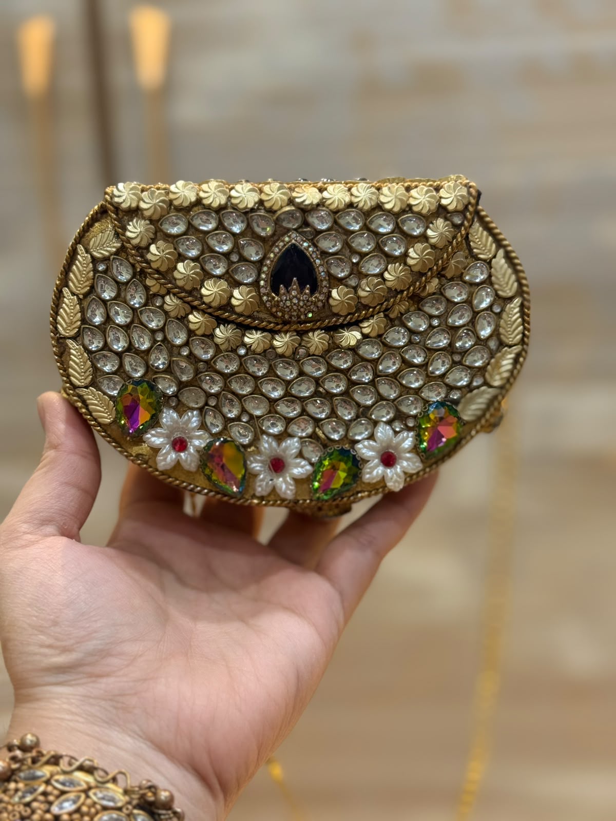 D_Shape Luxury Turkish Kundan Desginer Clutch_New Arrival 1