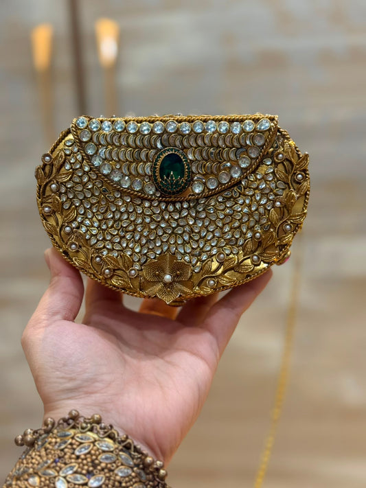 D_Shape Luxury Turkish Kundan Desginer Clutch_New Arrival 2
