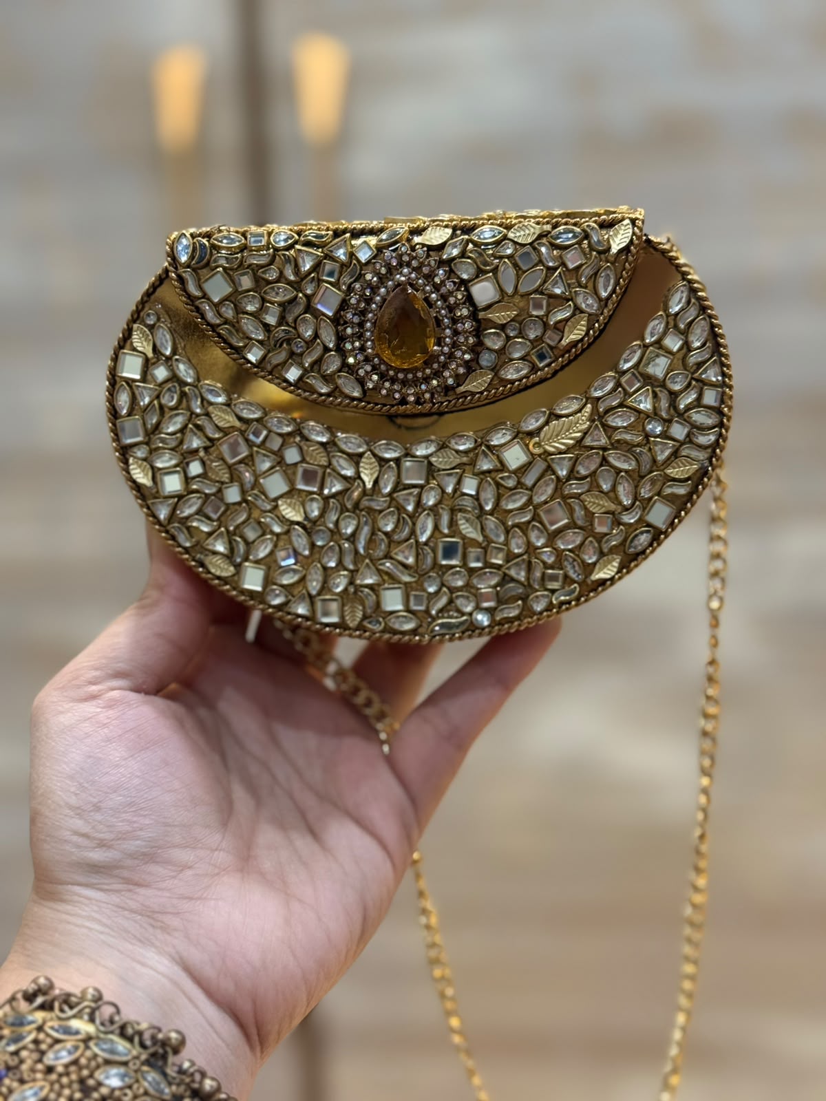 D_Shape Luxury Turkish Kundan Desginer Clutch_New Arrival 4