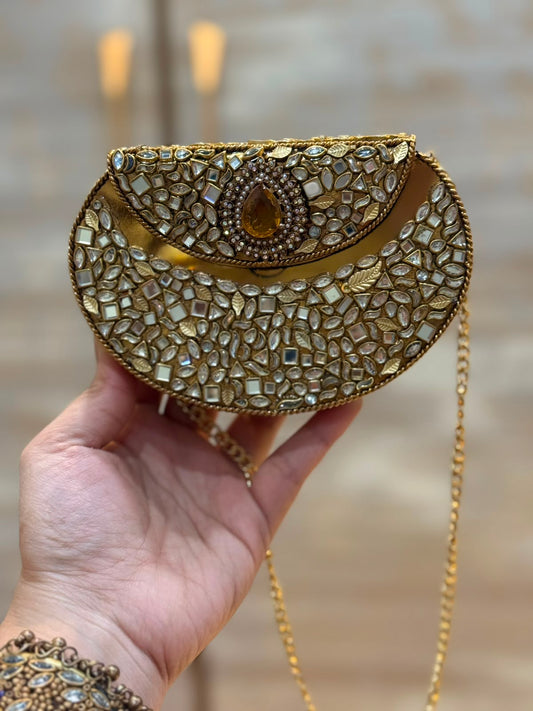 D_Shape Luxury Turkish Kundan Desginer Clutch_New Arrival 4