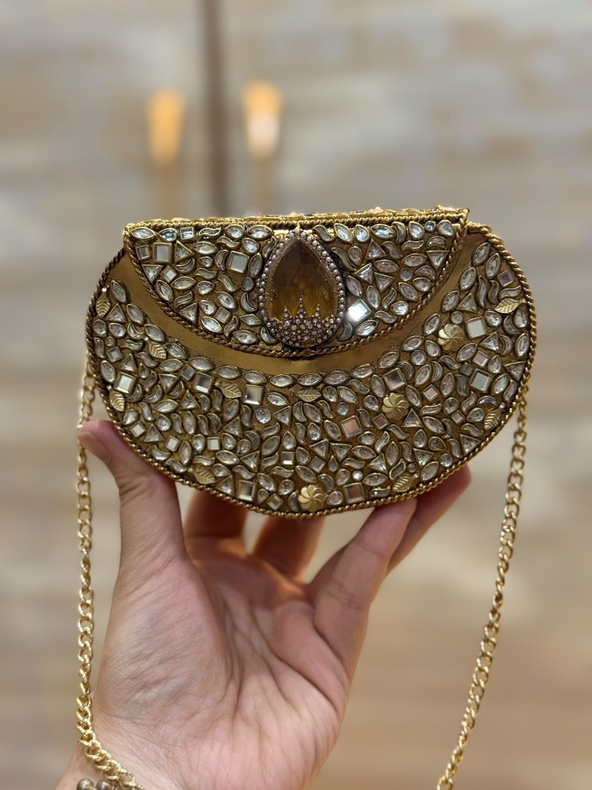 D_Shape Luxury Turkish Kundan Desginer Clutch_New Arrival 8