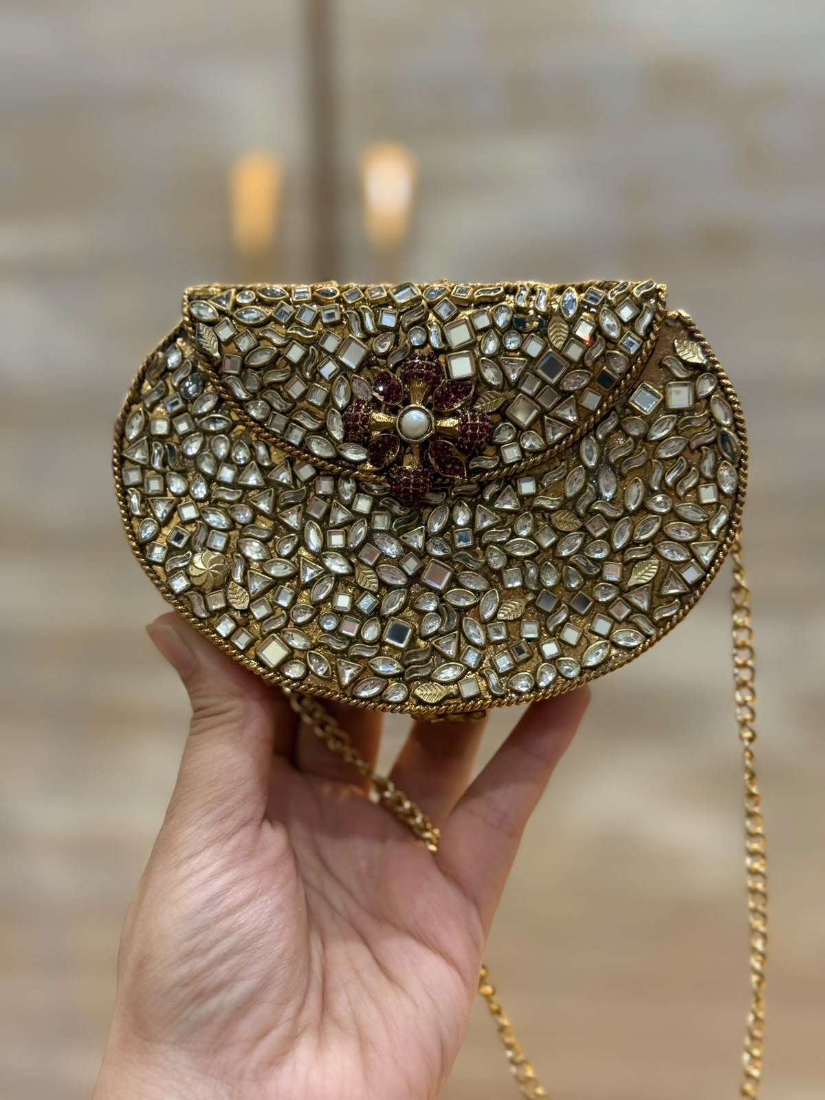 D_Shape Luxury Turkish Kundan Desginer Clutch_New Arrival 11