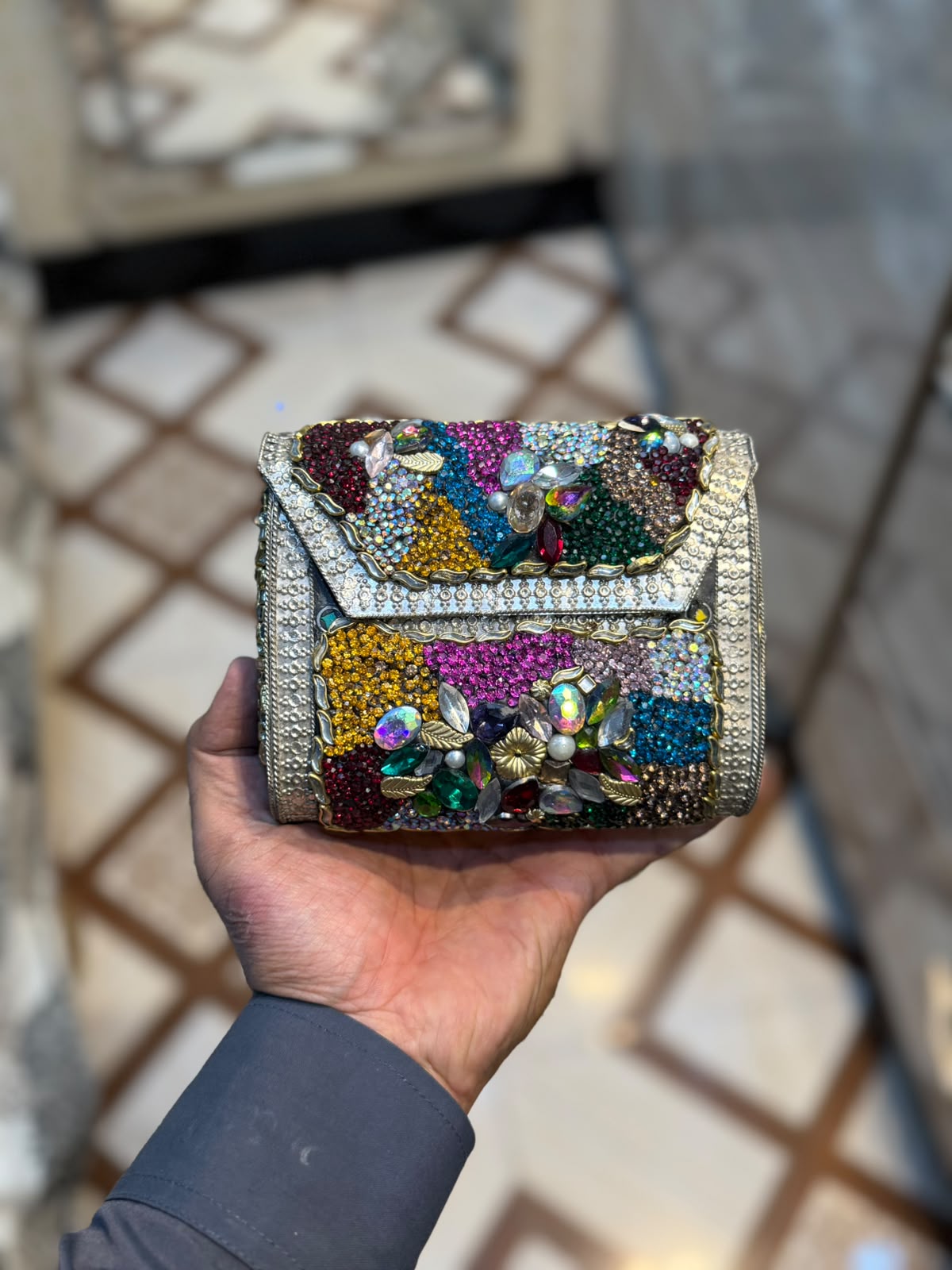 Stylish Luxury Stone Work Medium Clutch_New Arrival 1