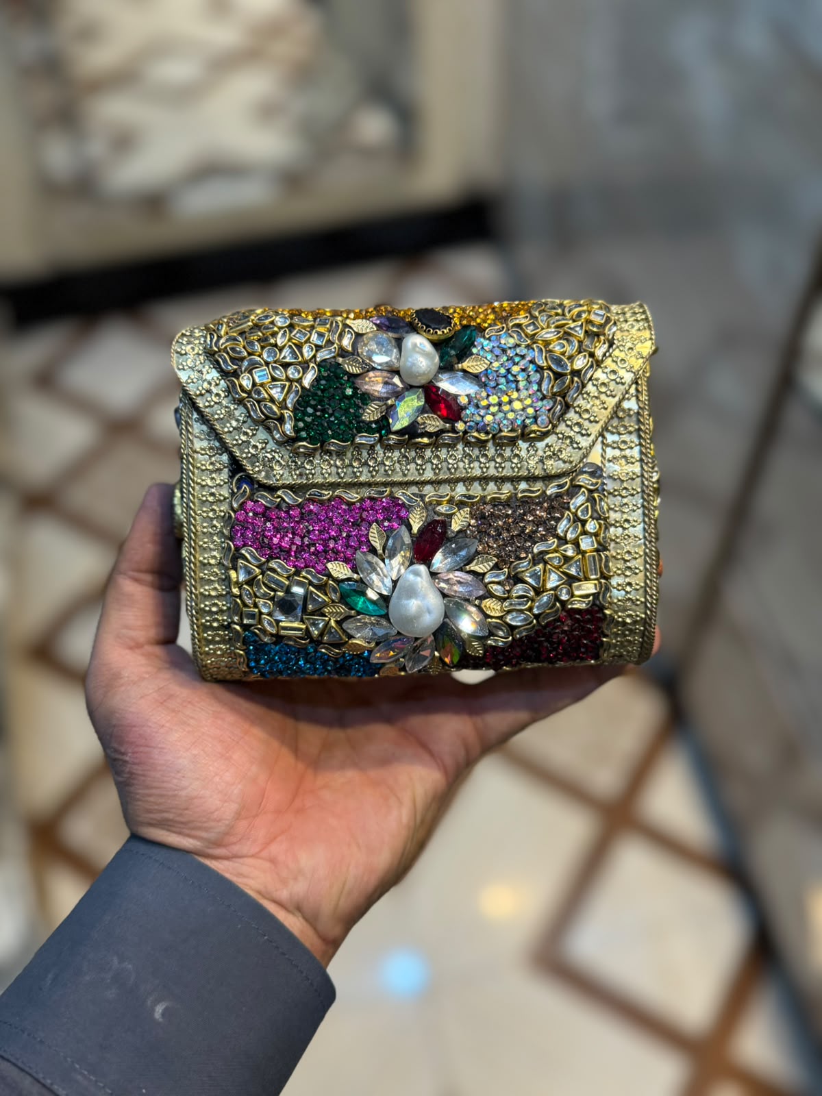 Stylish Luxury Stone Work Medium Clutch_New Arrival 2
