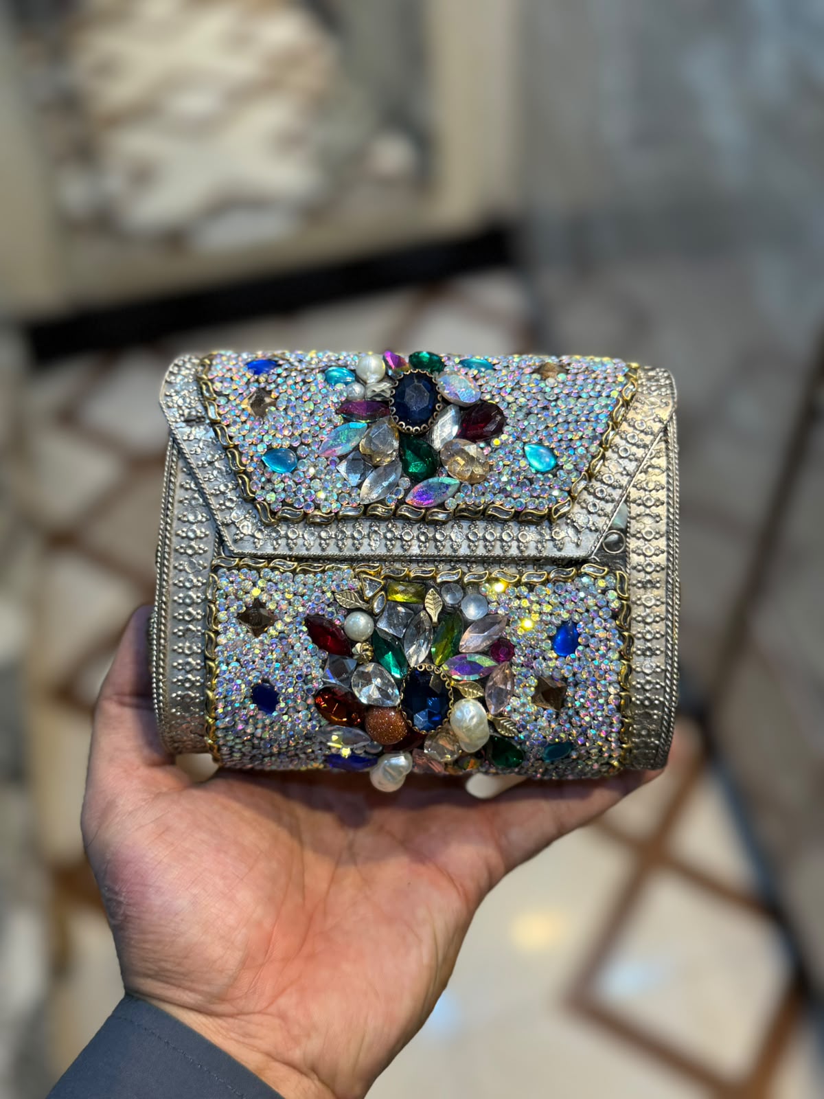 Stylish Luxury Stone Work Medium Clutch_New Arrival 7