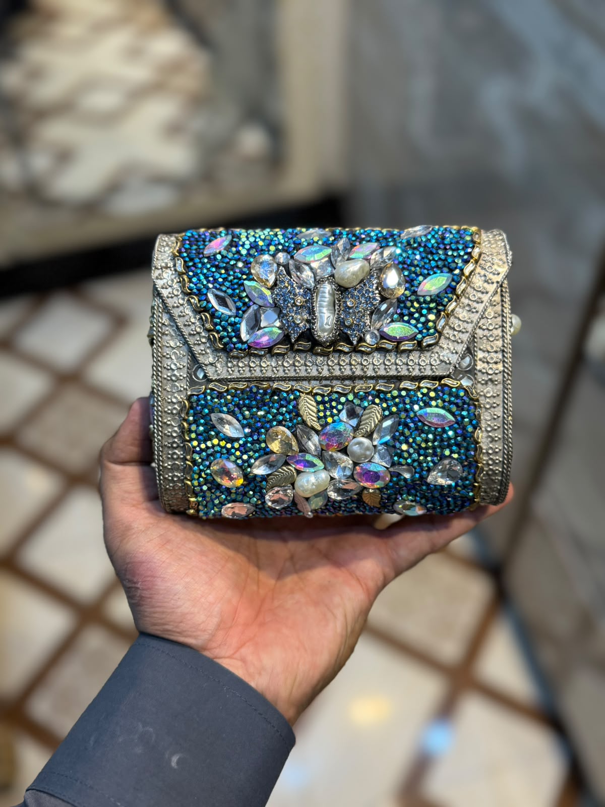 Stylish Luxury Stone Work Medium Clutch_New Arrival 8