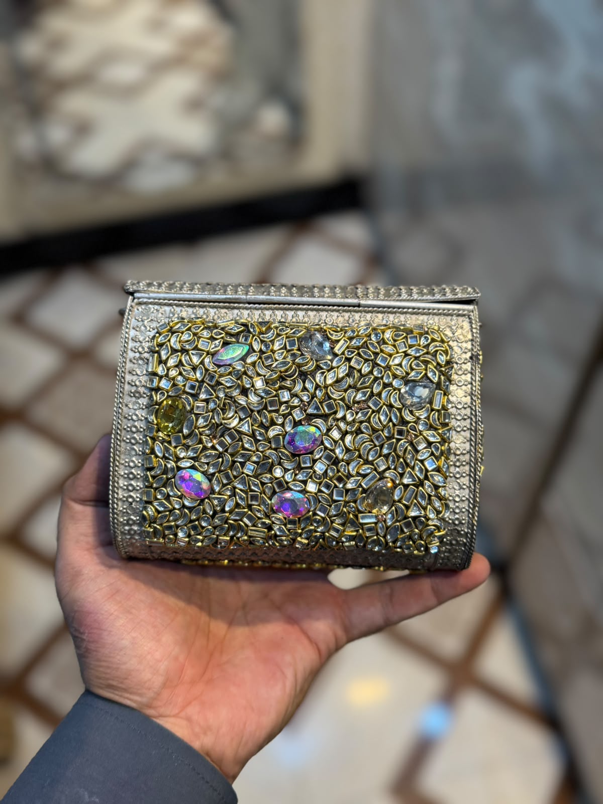 Stylish Luxury Stone Work Medium Clutch_New Arrival 8