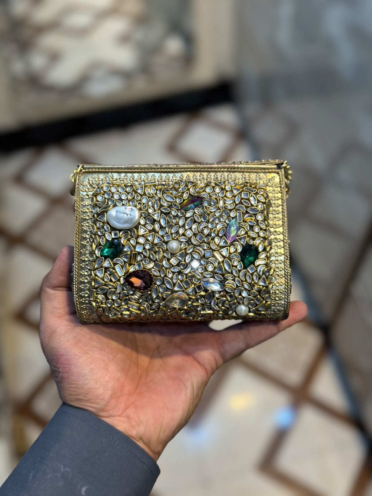 Stylish Luxury Stone Work Medium Clutch_New Arrival 9