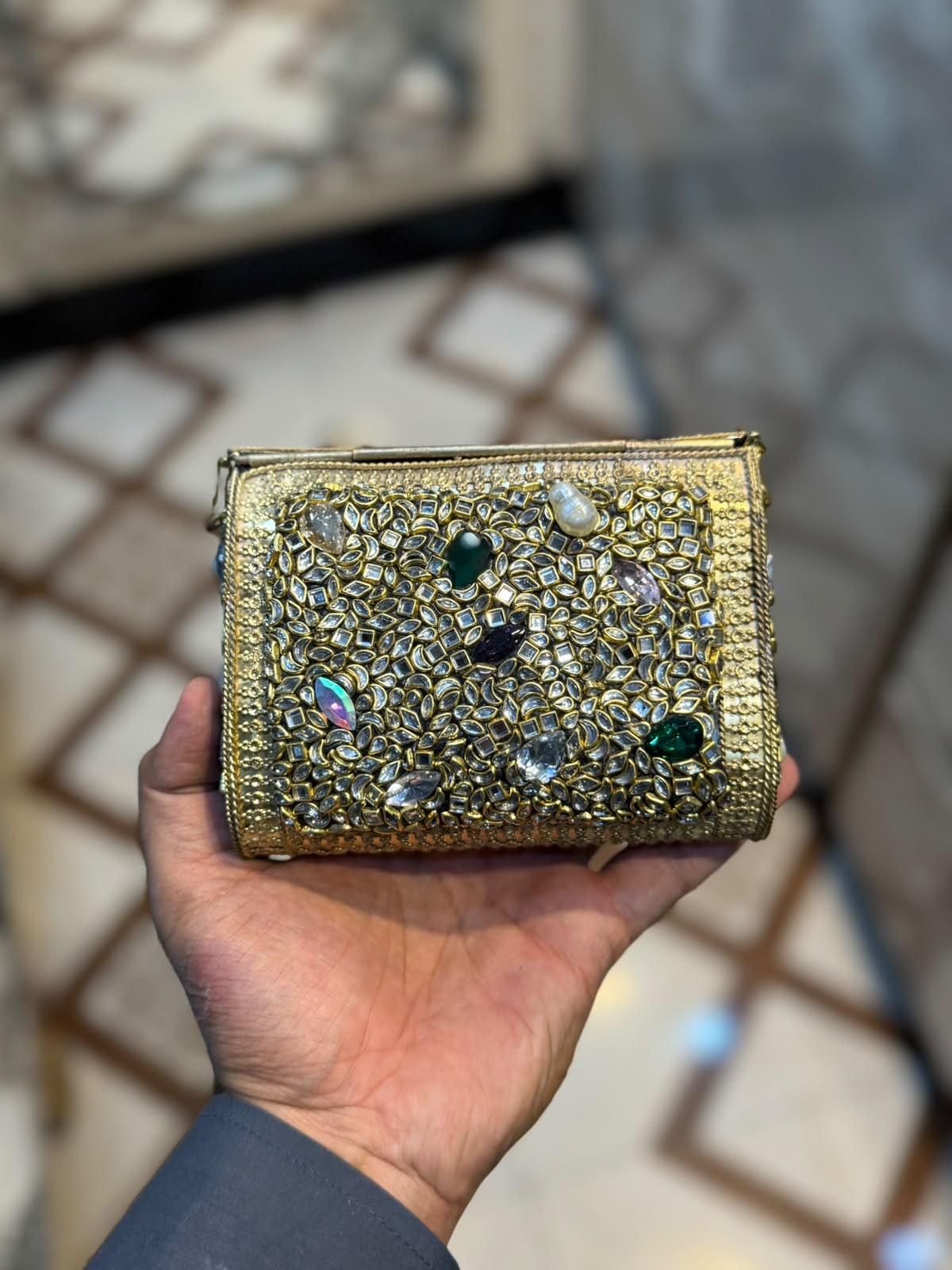 Stylish Luxury Stone Work Medium Clutch_New Arrival 10