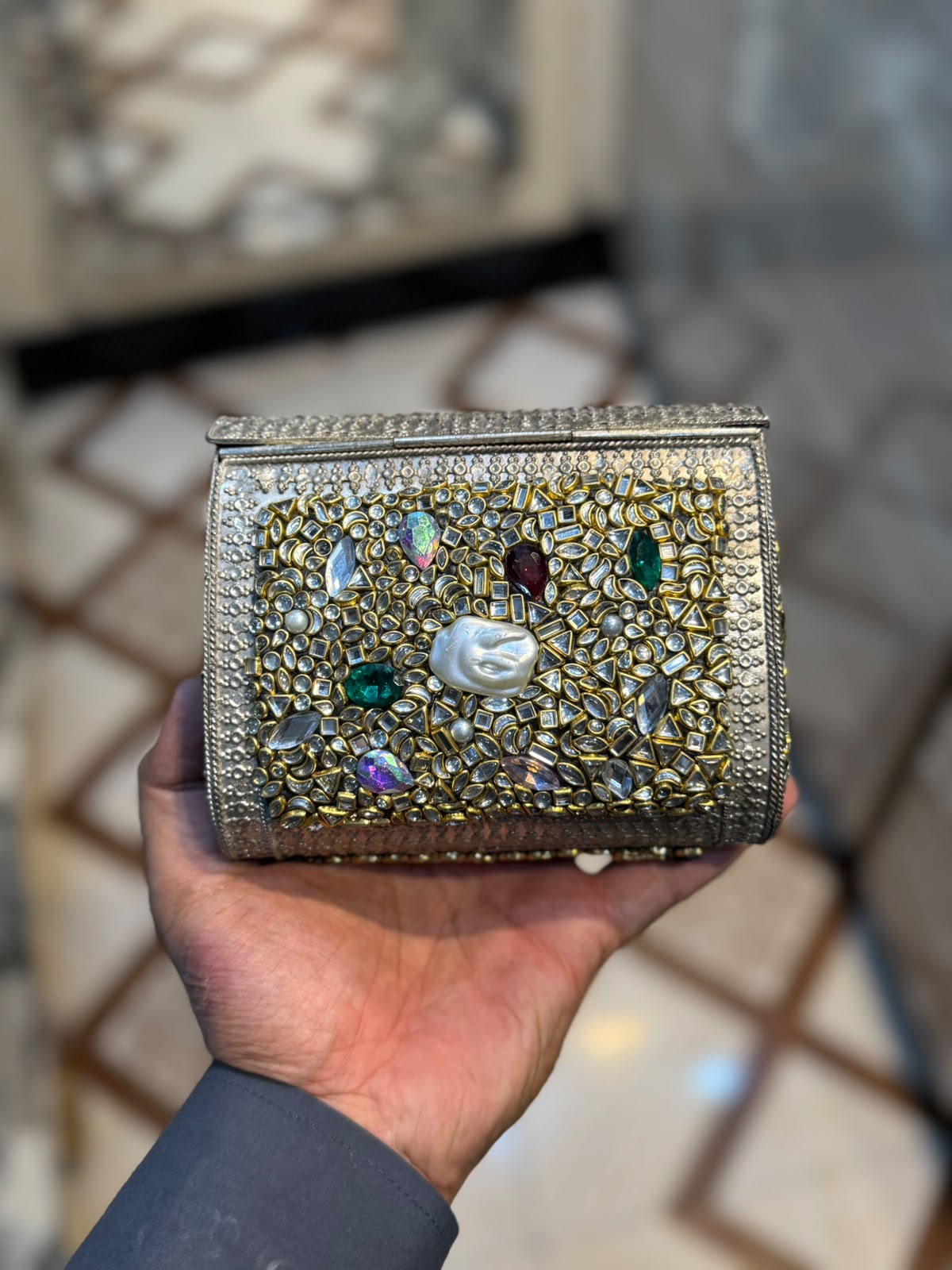 Stylish Luxury Stone Work Medium Clutch_New Arrival 11