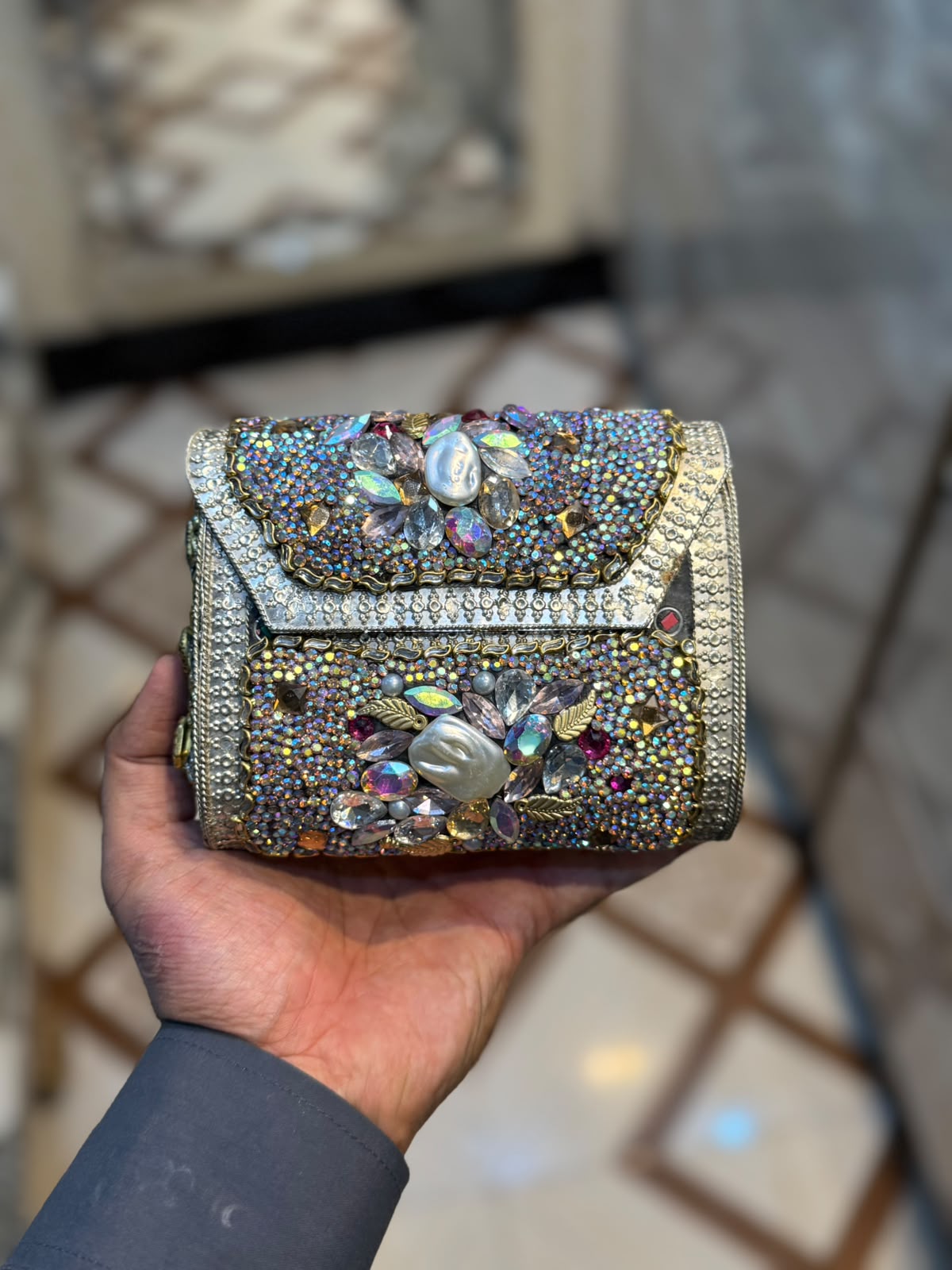 Stylish Luxury Stone Work Medium Clutch_New Arrival 12