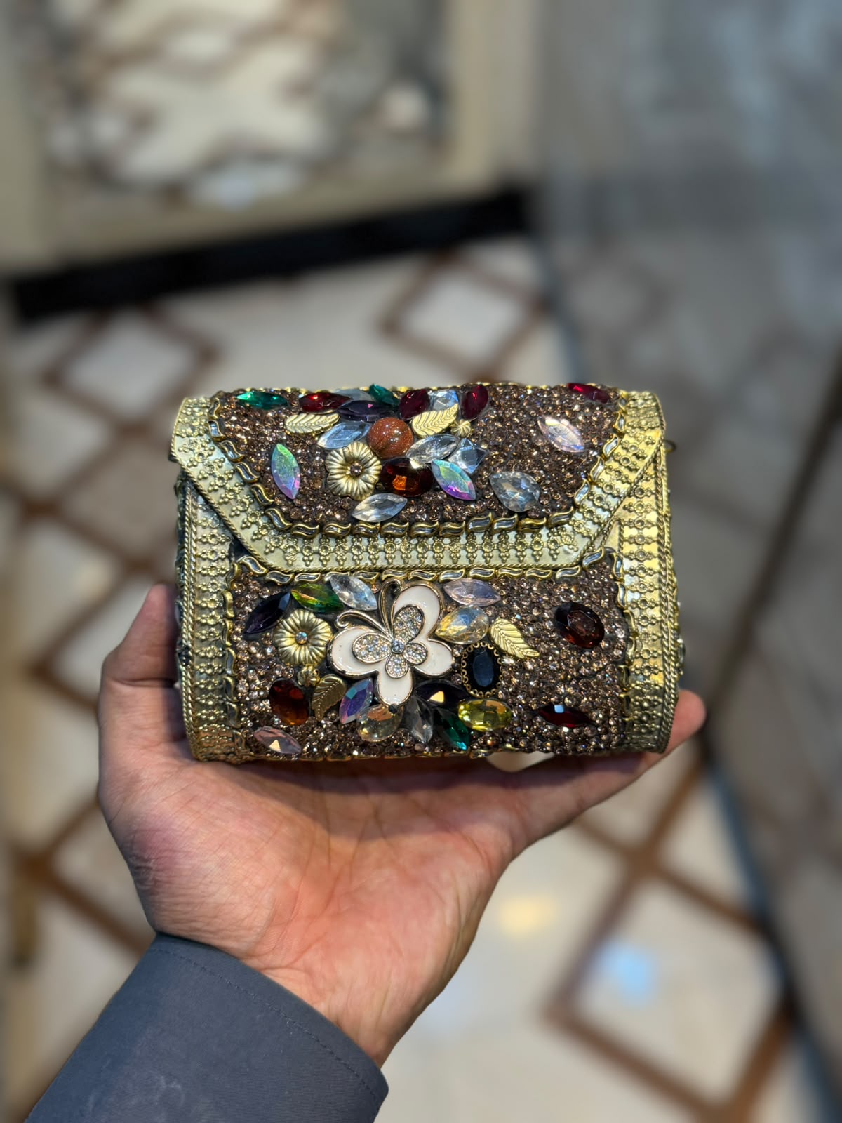 Stylish Luxury Stone Work Medium Clutch_New Arrival 13