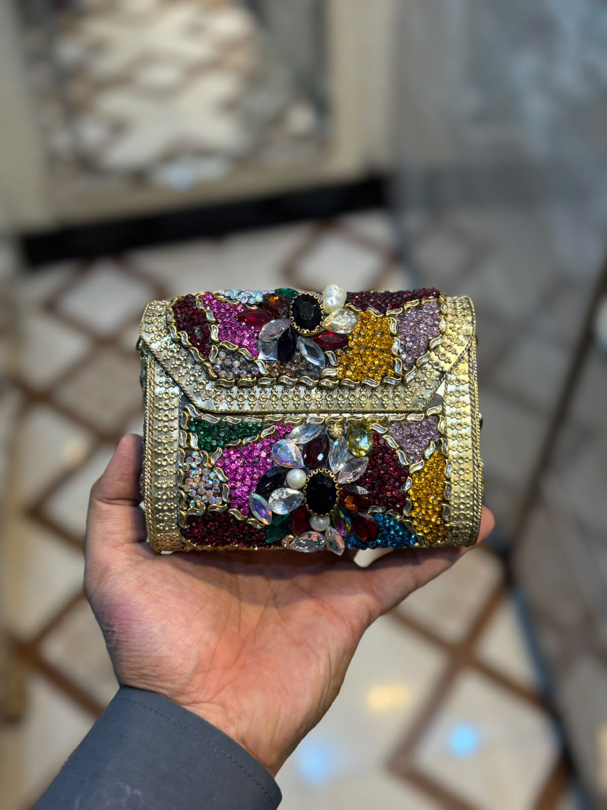 Stylish Luxury Stone Work Medium Clutch_New Arrival 14