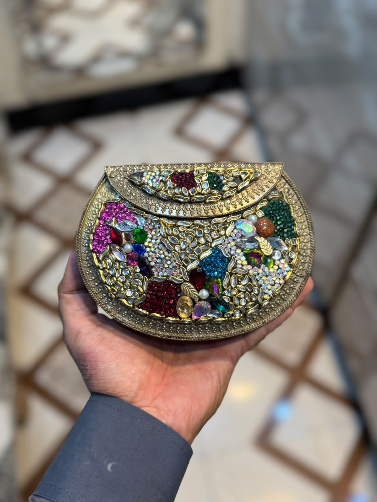 Stylish Luxury Stone Work Medium Clutch_New Arrival 15