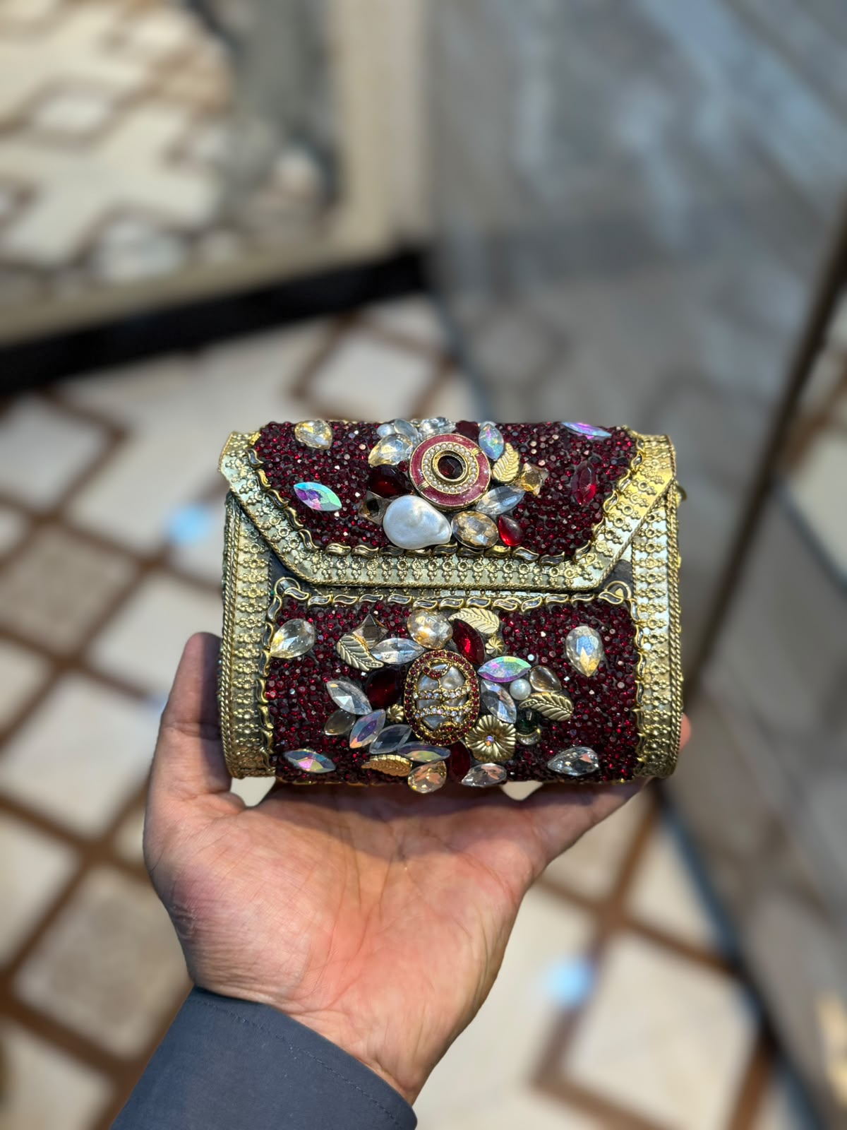 Stylish Luxury Stone Work Medium Clutch_New Arrival 18